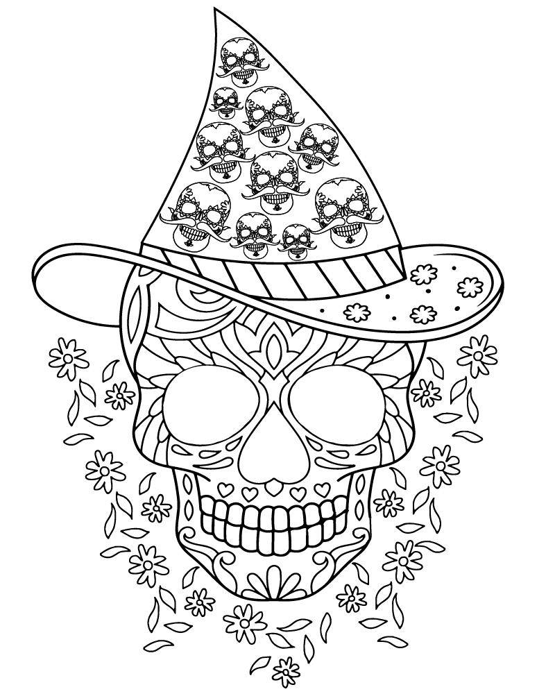 Dibujo de Halloween Sugar Skull Coloring Page For Adults para Colorear