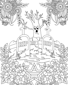 Dibujo de Halloween Tombstone Coloring Page For Adults para Colorear