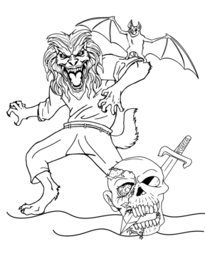 Dibujo de Halloween Werewolf Coloring Page For Adults para Colorear