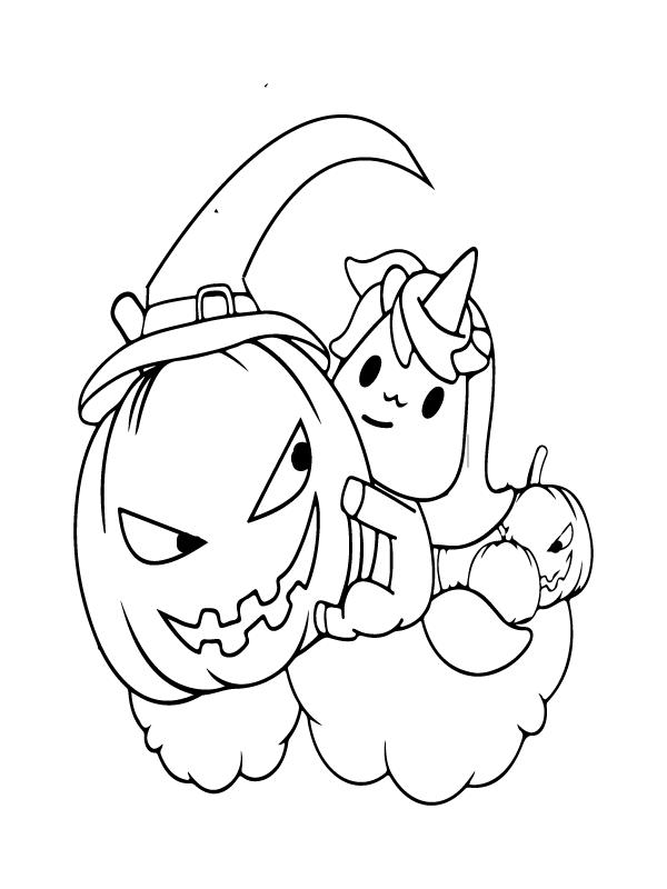 Dibujo de Calabaza de Miedo Halloween Preescolar página para Colorear