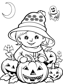 Dibujo de Halloween Preescolar Lindo página para Colorear