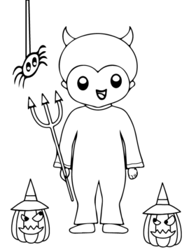 Dibujo de Niño Gotico Halloween Preescolar página para Colorear