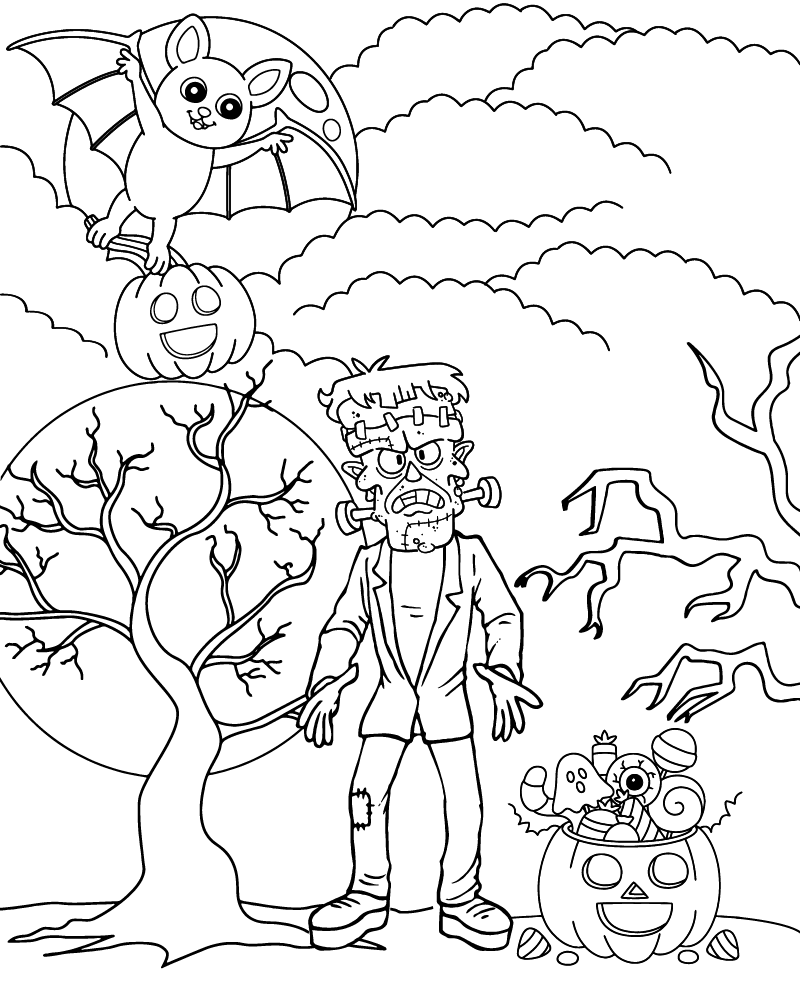 Dibujo de Frankenstein Coloring Pages For Halloween para Colorear