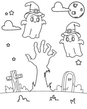 Dibujo de Halloween Zombie Hand Coloring Page para Colorear