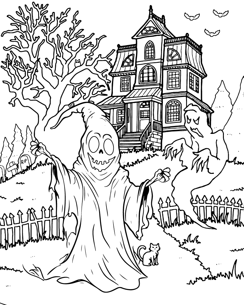 Dibujo de Scary Ghost Coloring Page para Colorear