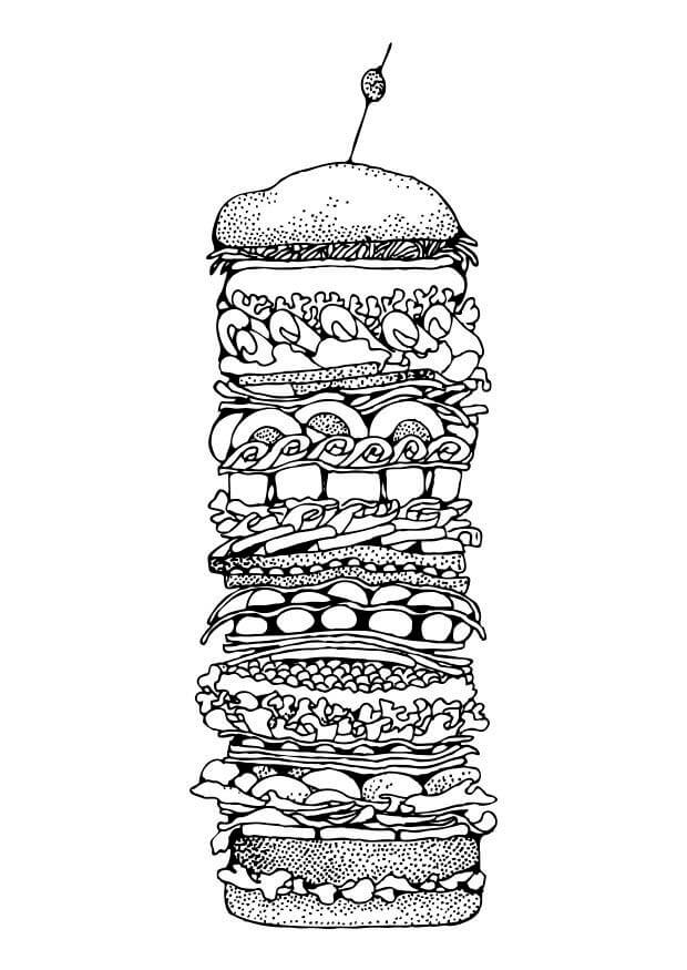 Dibujo de Buena Hamburguesa Grande para Colorear
