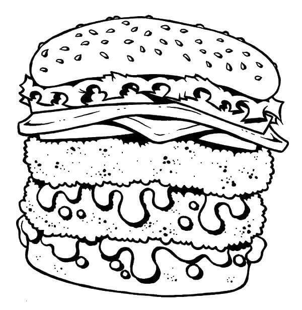 Dibujo de Dibujar Hamburguesa para Colorear