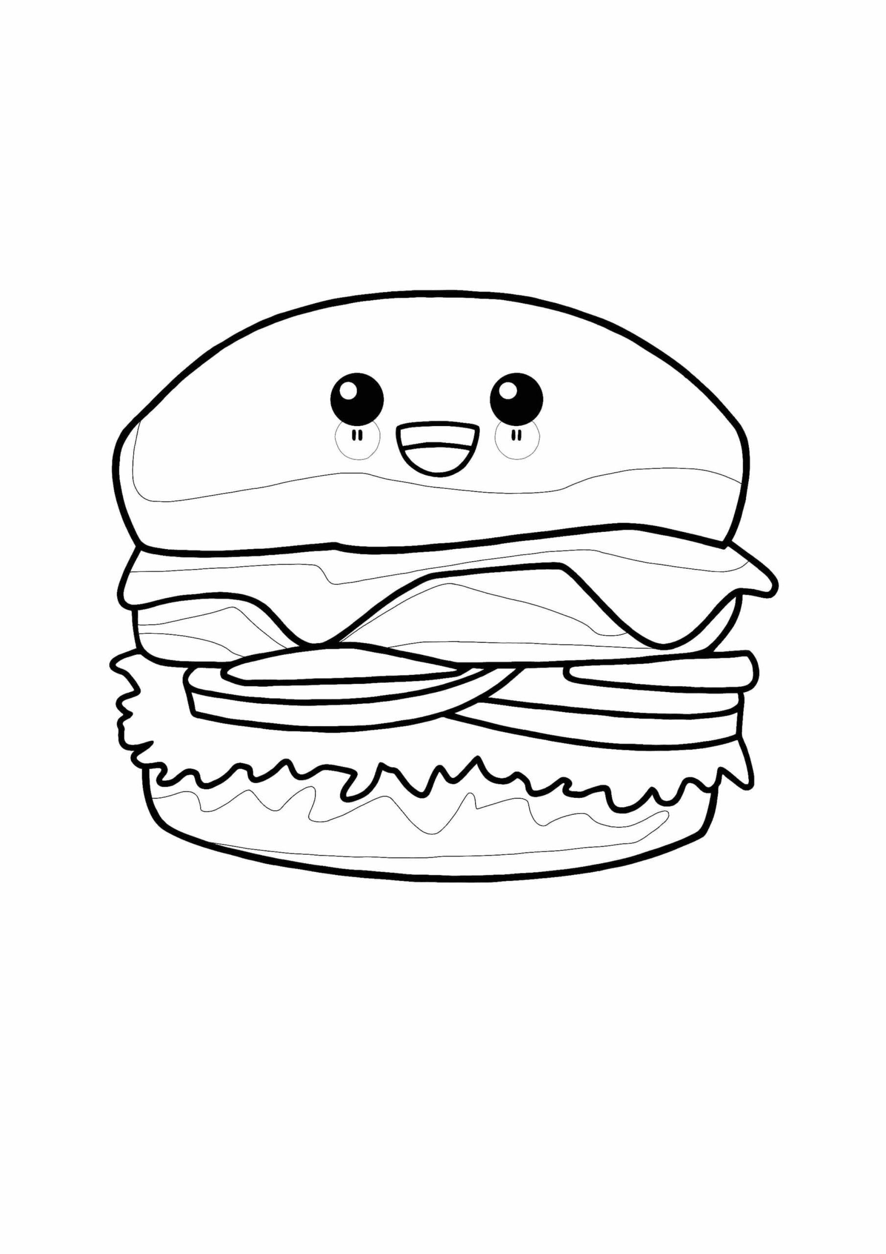 Dibujo de Divertida Hamburguesa para Colorear