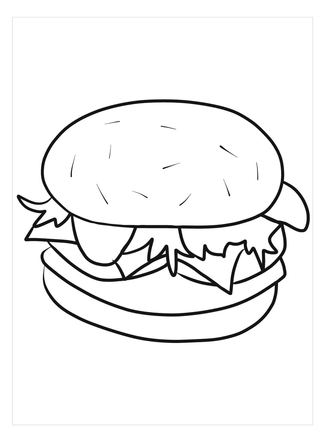 Dibujo de Gran Hamburguesa para Colorear