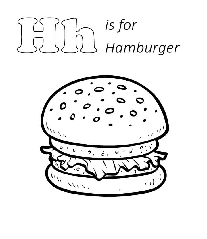 Dibujo de H Es para Hamburguesa para Colorear