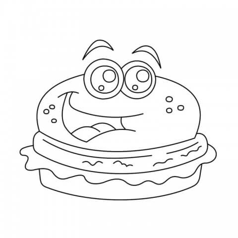 Dibujo de Hamburguesa de Dibujos Animados para Colorear