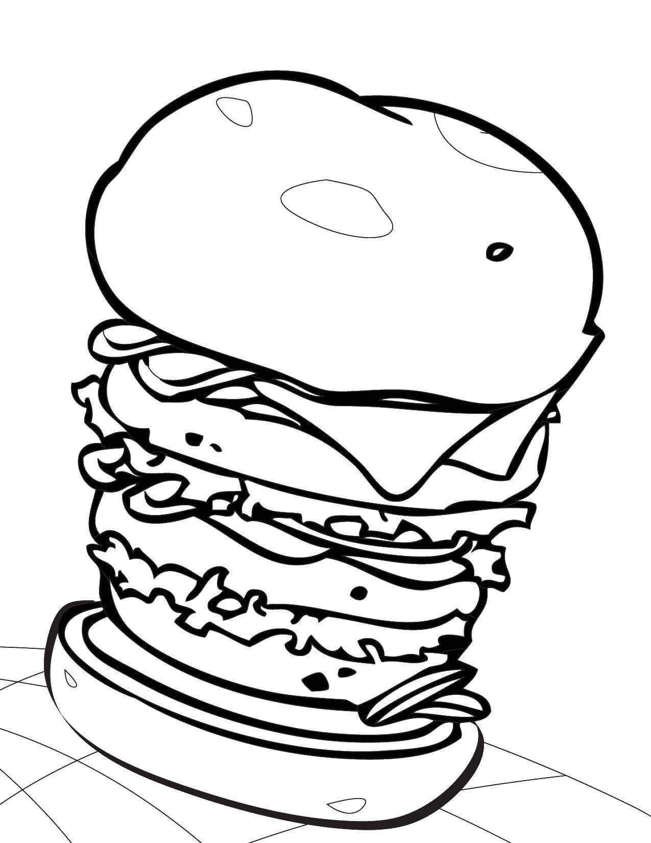 Dibujo de Hamburguesa Grande para Colorear