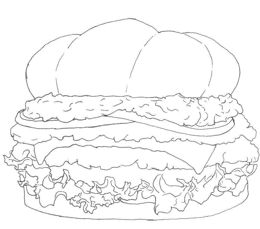 Dibujo de Hamburguesa Gratis para Colorear