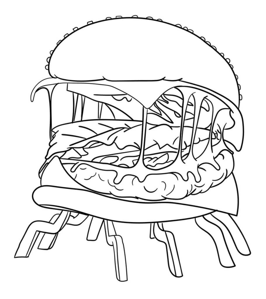 Dibujo de Hamburguesa Monstruo para Colorear