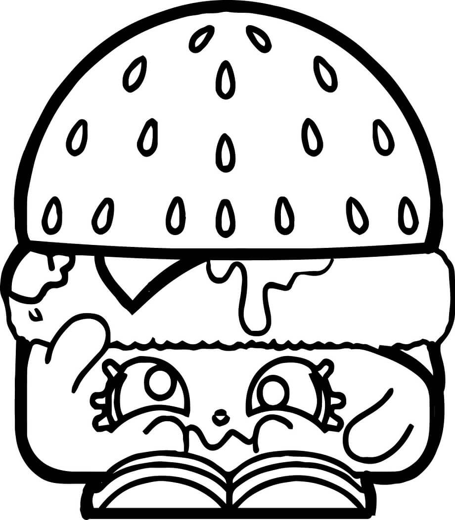 Dibujo de Hamburguesa Shopkins para Colorear