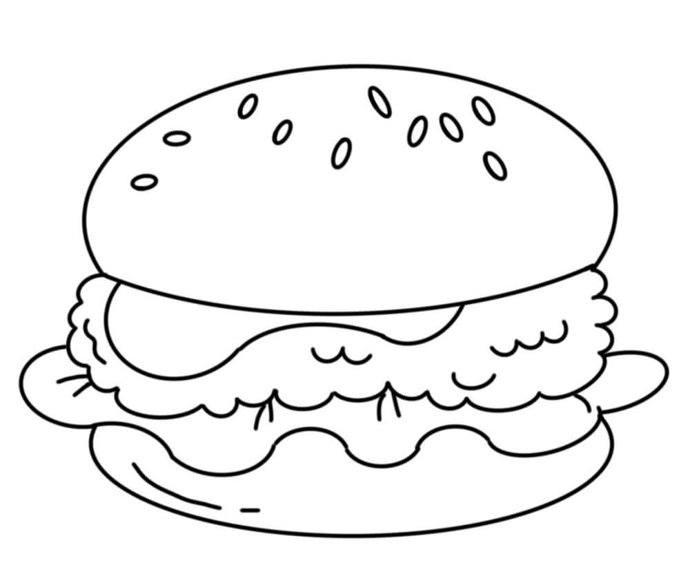 Dibujo de Hamburguesa Simple para Colorear