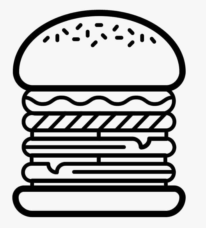 Dibujo de Icono de Hamburguesa para Colorear