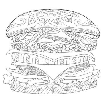 Dibujo de Mandala de Hamburguesa para Colorear