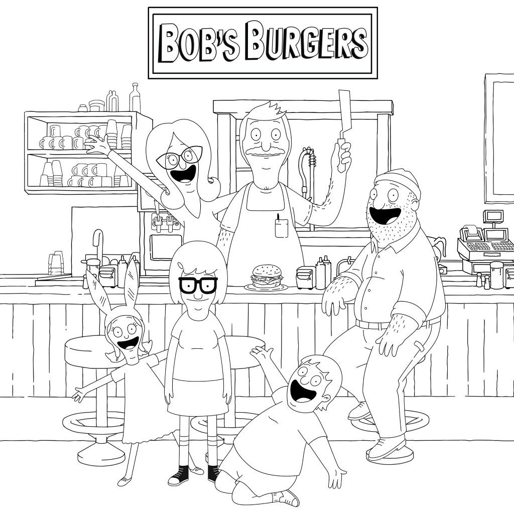 Dibujo de Gente Feliz en el Restaurante para Colorear