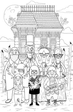 Dibujo de La Familia de Bob con Disfraces para Colorear