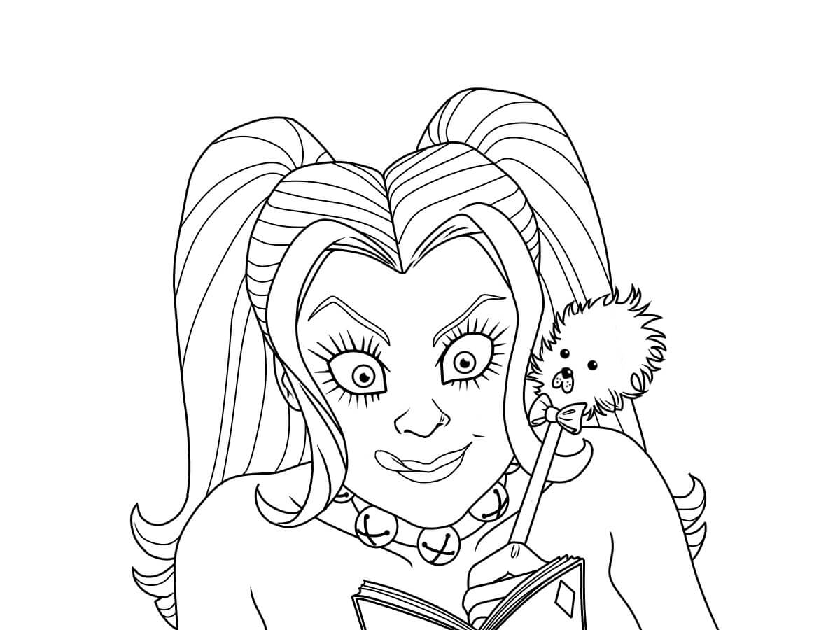 Dibujo de Divertida Harley Quinn para Colorear