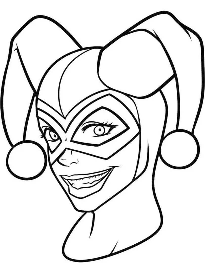 Dibujo de Divertida Cabeza de Harley Quinn para Colorear