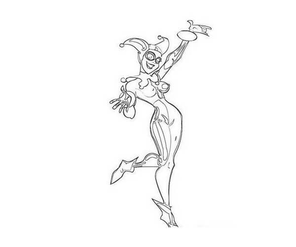 Dibujo de Harley Quinn básica para Colorear