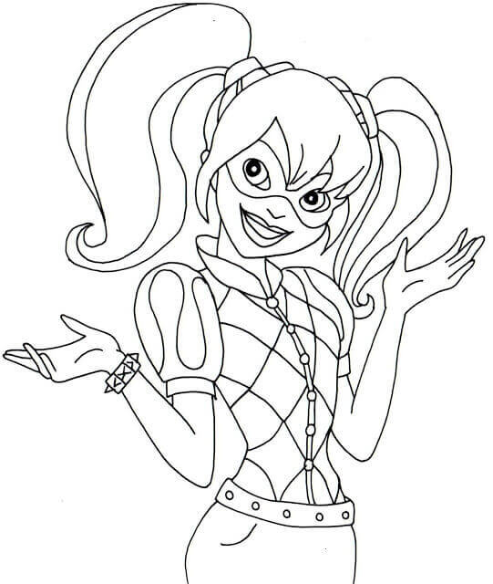 Dibujo de Harley Quinn Sonriente para Colorear