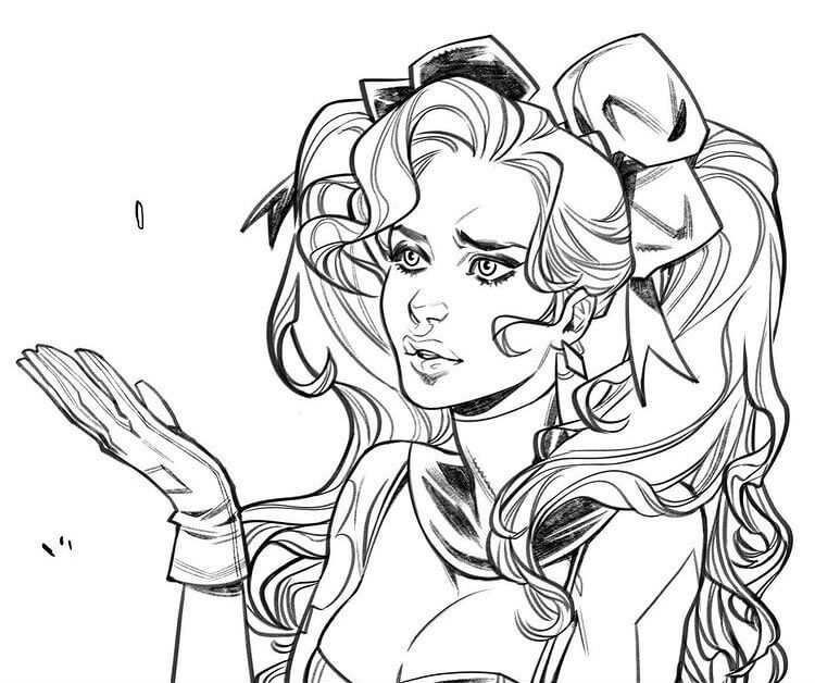 Dibujo de Hermosa Harley Quinn 1 para Colorear