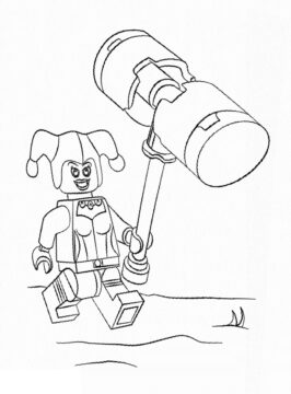 Dibujo de Lego Harley Quinn con Martillo para Colorear