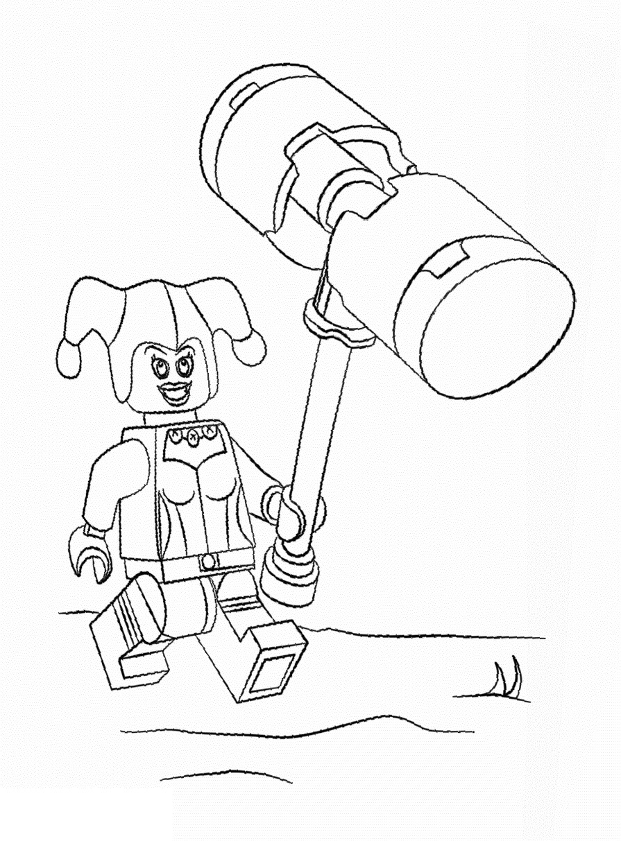 Dibujo de Lego Harley Quinn con Martillo para Colorear