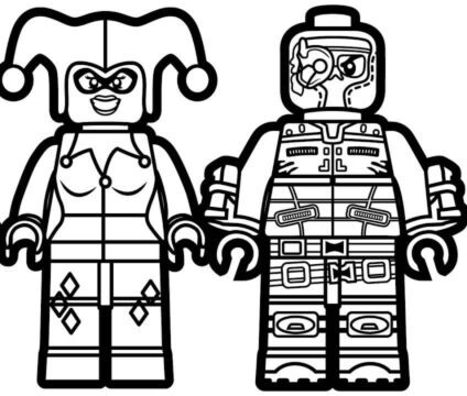Dibujo de Lego Harley Quinn y Amigo para Colorear
