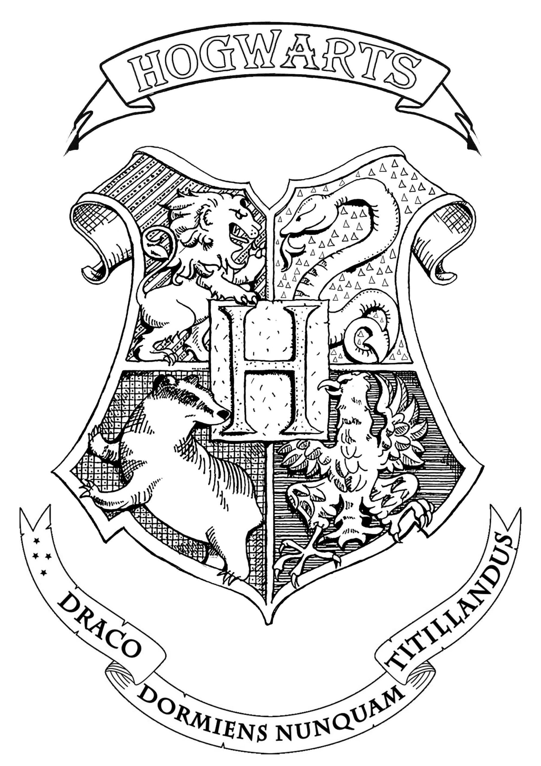 Dibujo de Cresta de Hogwarts de Harry Potter para Colorear
