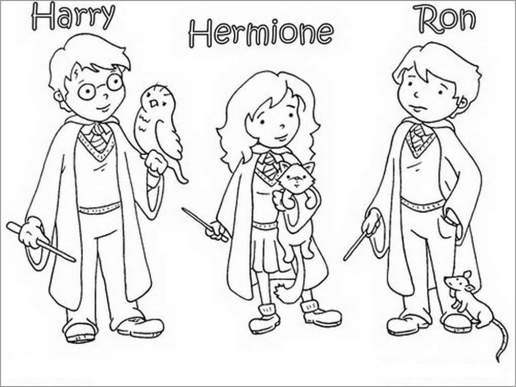 Dibujo de Animados de Harry Potter y Amigos para Colorear