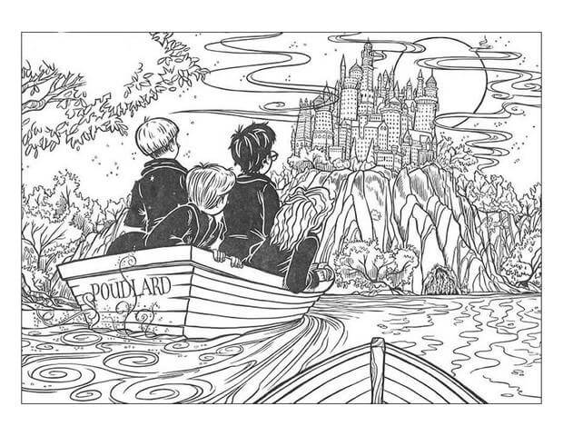 Dibujo de Harry Potter en Poudlard para Colorear