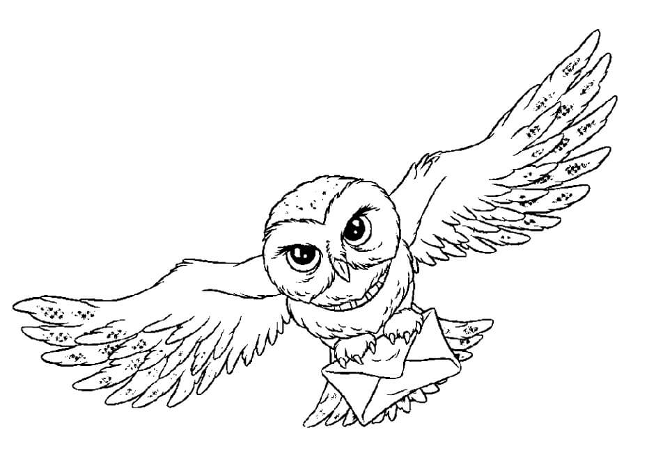 Dibujo de Hedwig Volando para Colorear