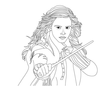 Dibujo de Hermione Granger Peleando para Colorear