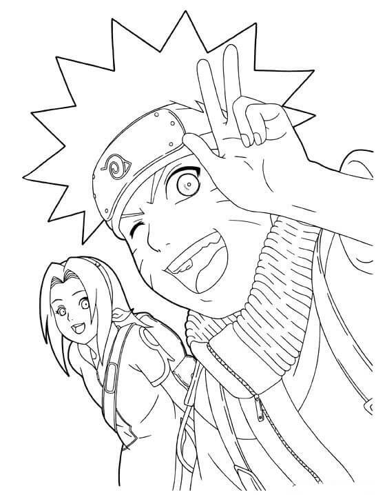 Dibujo de Naruto y Sakura para Colorear