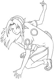 Dibujo de Sakura con Kunai para Colorear