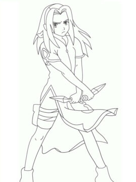 Dibujo de Sakura Enojada para Colorear