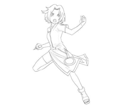Dibujo de Sakura Luchando para Colorear
