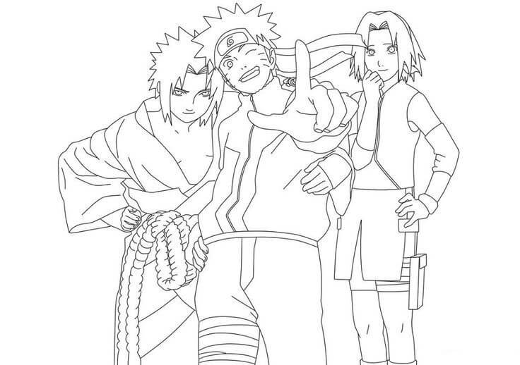 Dibujo de Sakura con Siete Equipos para Colorear