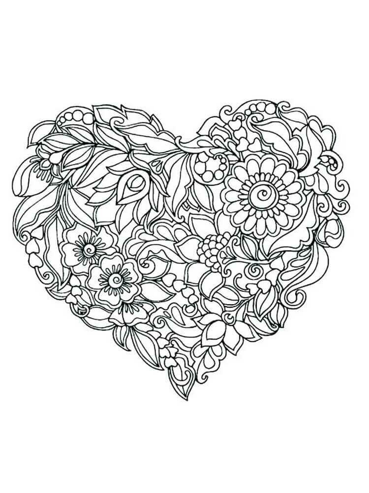 Dibujo de Adorable Corazn Mandala para Colorear