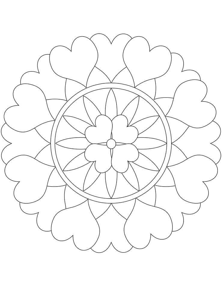 Dibujo de Bonito corazón Mandala para Colorear