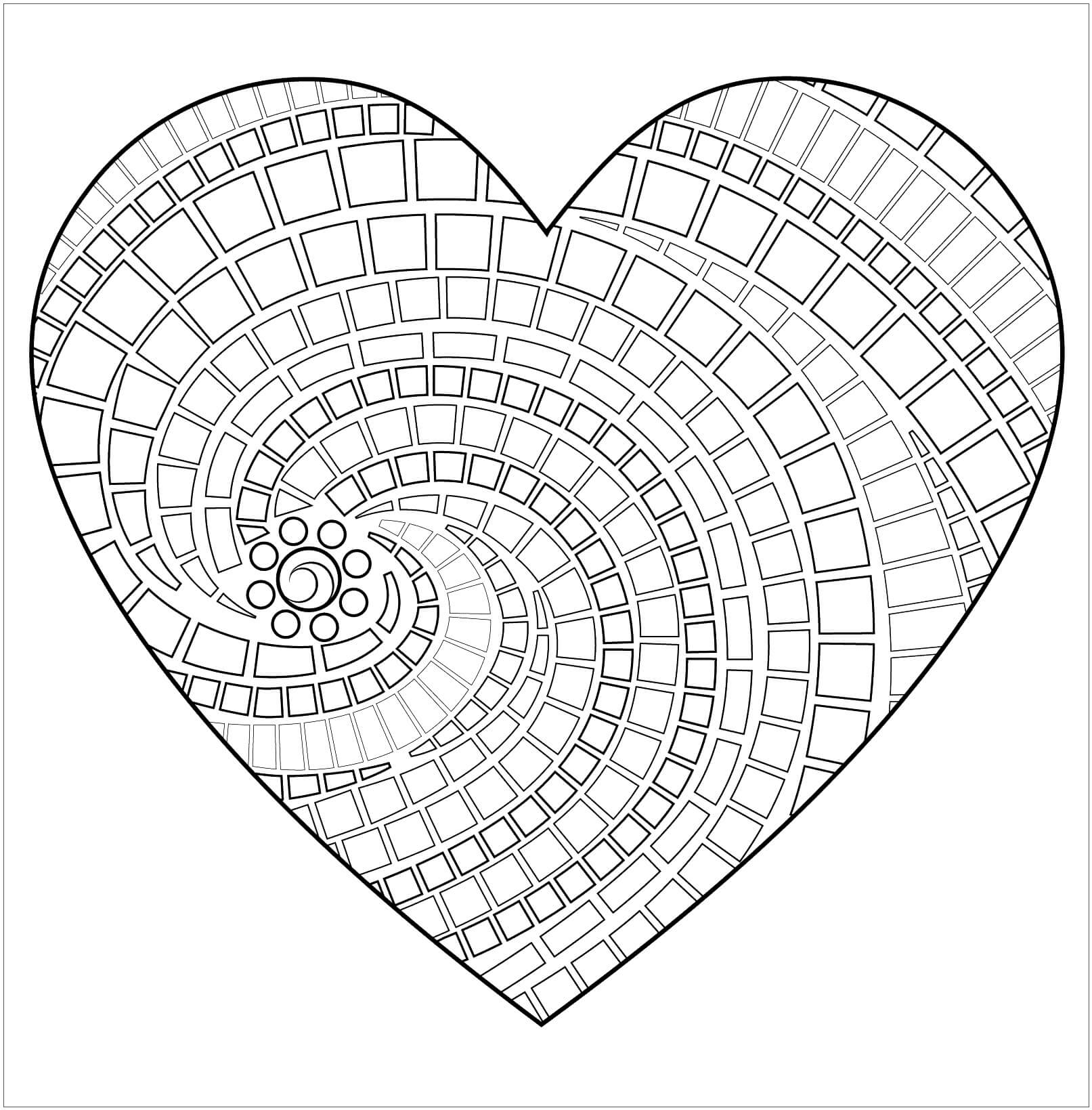 Dibujo de Impresionante Mandala de Corazn para Colorear