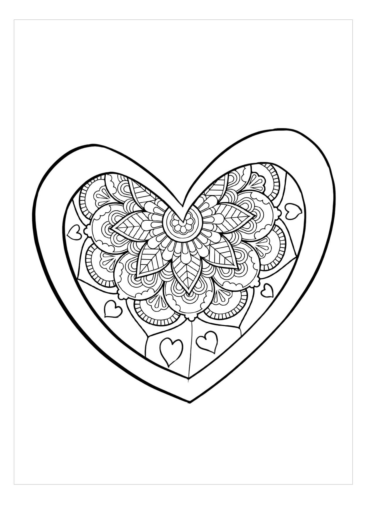 Dibujo de Mandala Buen corazón para Colorear
