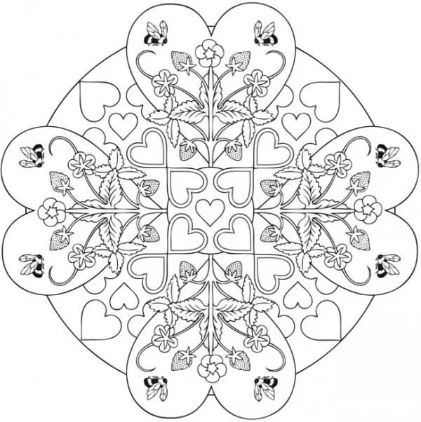 Dibujo de Mandala corazón Imgenes Gratis para Colorear