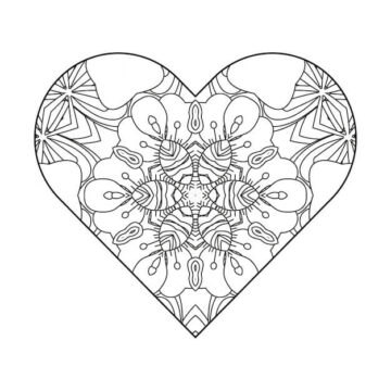Dibujo de Mandala de Corazn Increble para Colorear