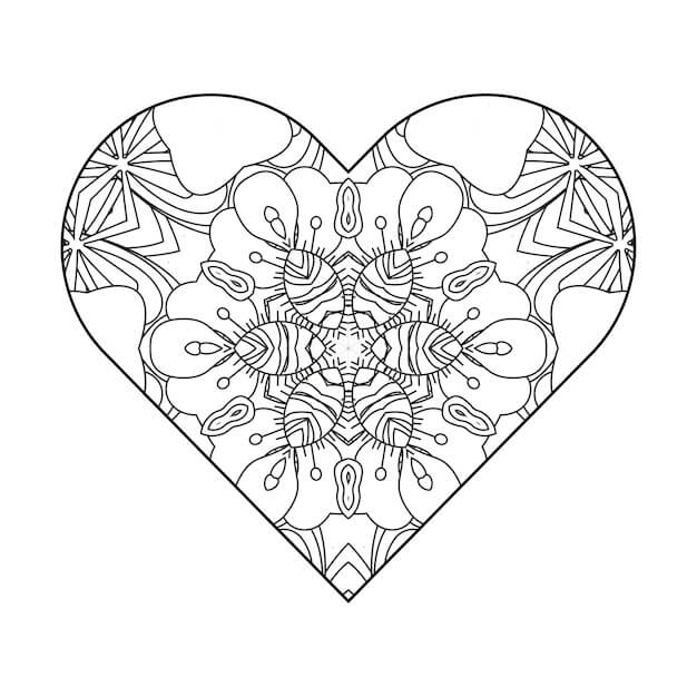 Dibujo de Mandala de Corazn Increble para Colorear
