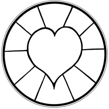 Dibujo de Mandala de Corazn Normal en Crculo para Colorear